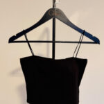 İp Askılı Elit Siyah Crop Top