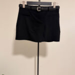 Premium Kemer Detaylı Siyah Şort Etek