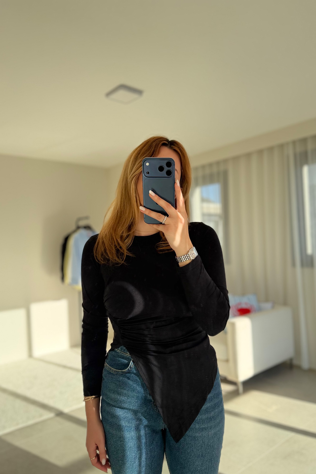 Siyah Asimetrik Fit Bluz 2 Siyah Asimetrik Fit Bluz - Görsel 1