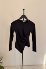 Siyah Asimetrik Fit Bluz - Görsel 3