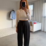 Antrasit Dökümlü Culotte Pantolon