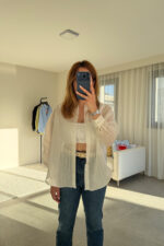 Luna Beyaz Transparan Gömlek