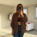 Luna Kahverengi Transparan Gömlek