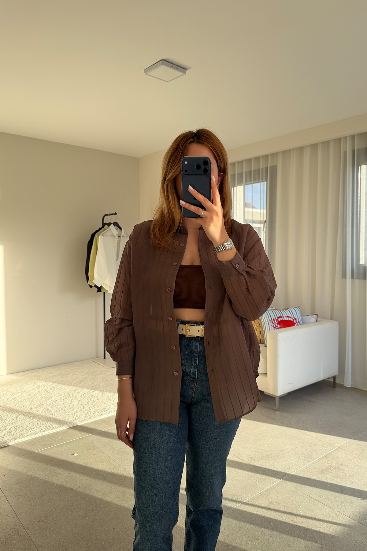 Luna Kahverengi Transparan Gömlek2 Luna Kahverengi Transparan Gömlek - Görsel 1