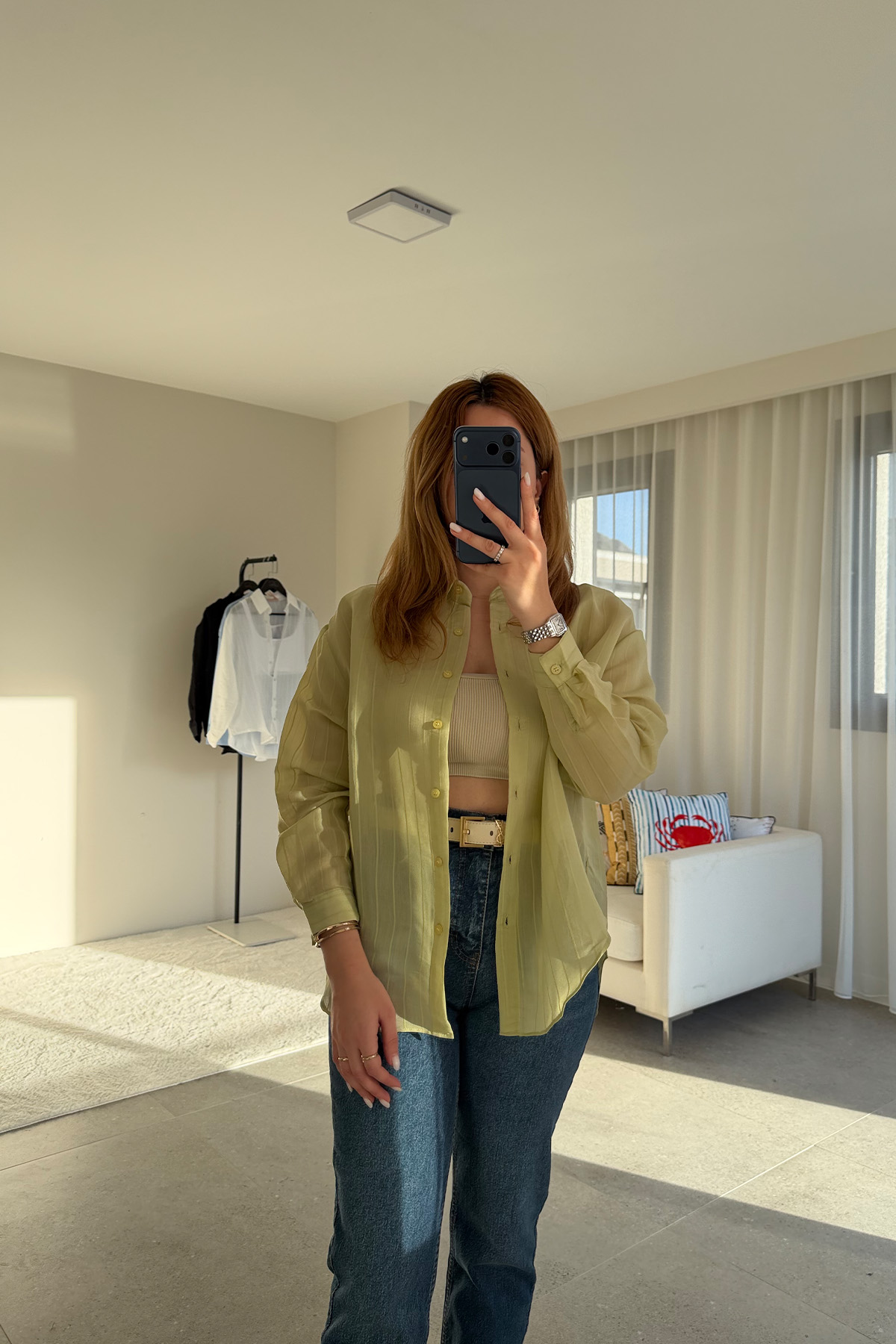 Luna Limon Transparan Gömlek2 Luna Limon Sarı Transparan Gömlek - Görsel 1