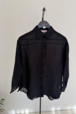 Luna Siyah Transparan Gömlek - Görsel 4