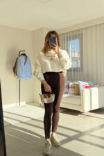 Tam Pamuklu Ekru Sweat