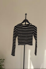 Uzun Kol Siyah Basic Çizgili Triko - Görsel 2